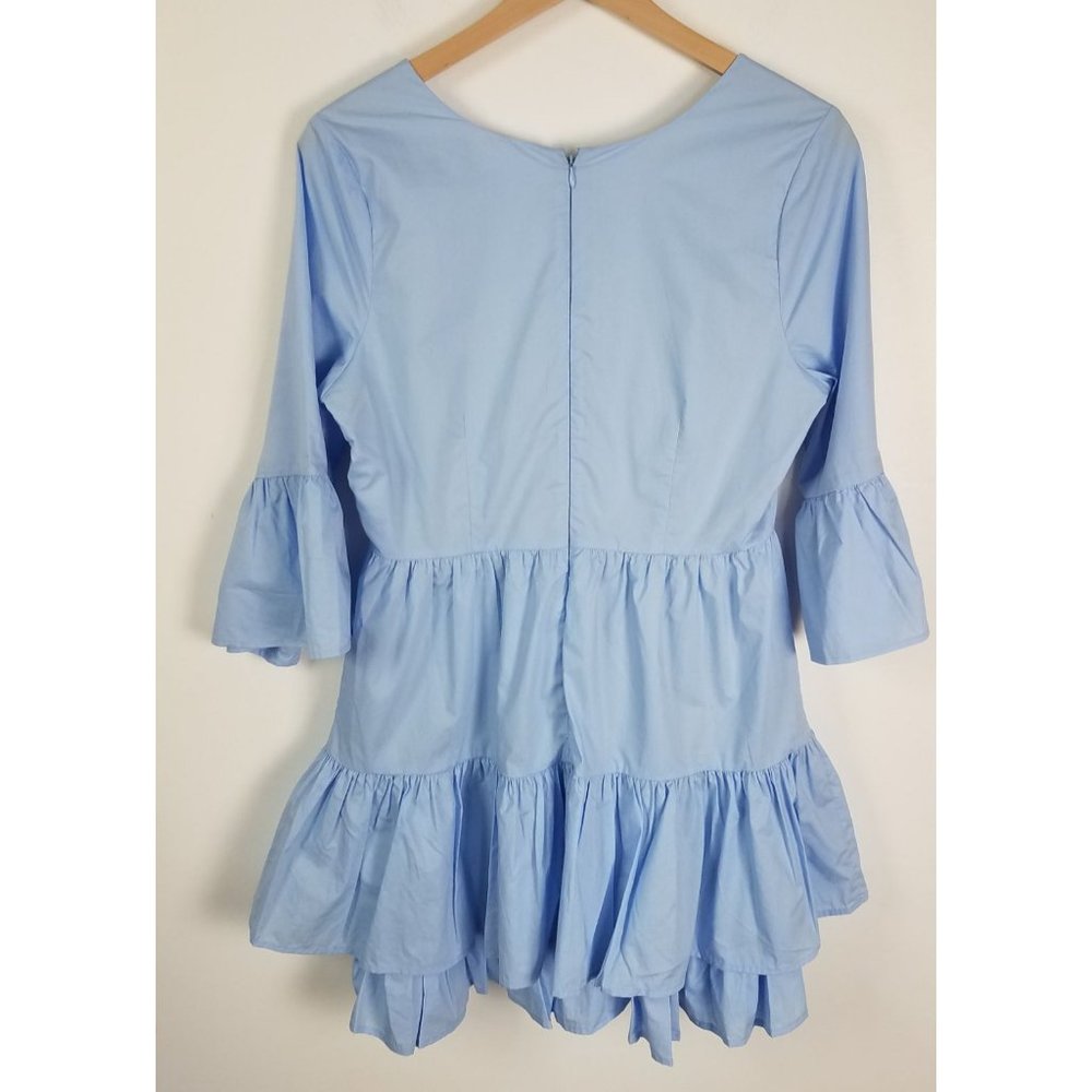 Vetiver Women's Sz. 6 Light Blue Harrison Mini Cotton Poplin Ruffled Dress - Picture 8 of 9